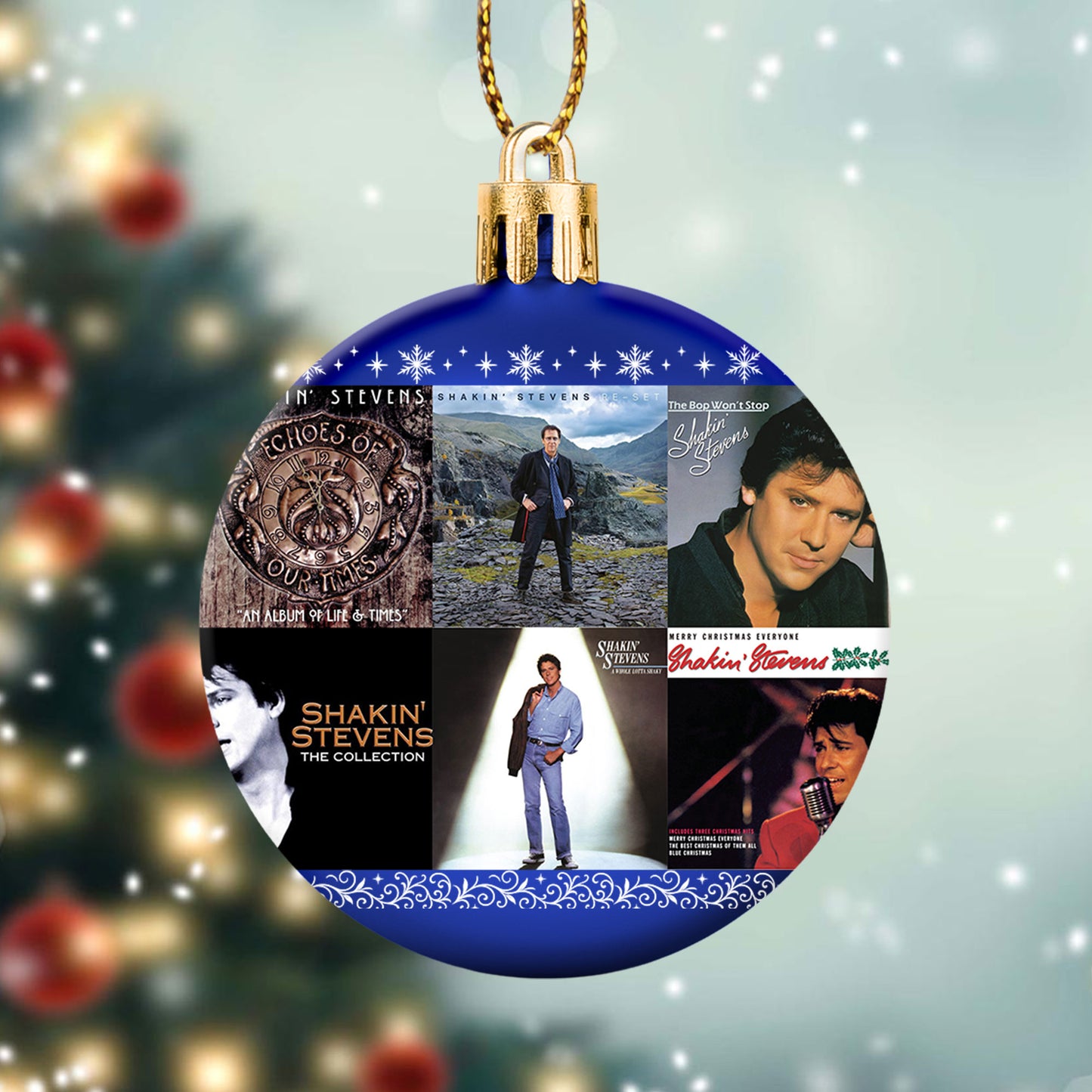 Shakin’ Stevens Album Collage Ornament – Retro Rock ’n’ Roll Christmas Decoration