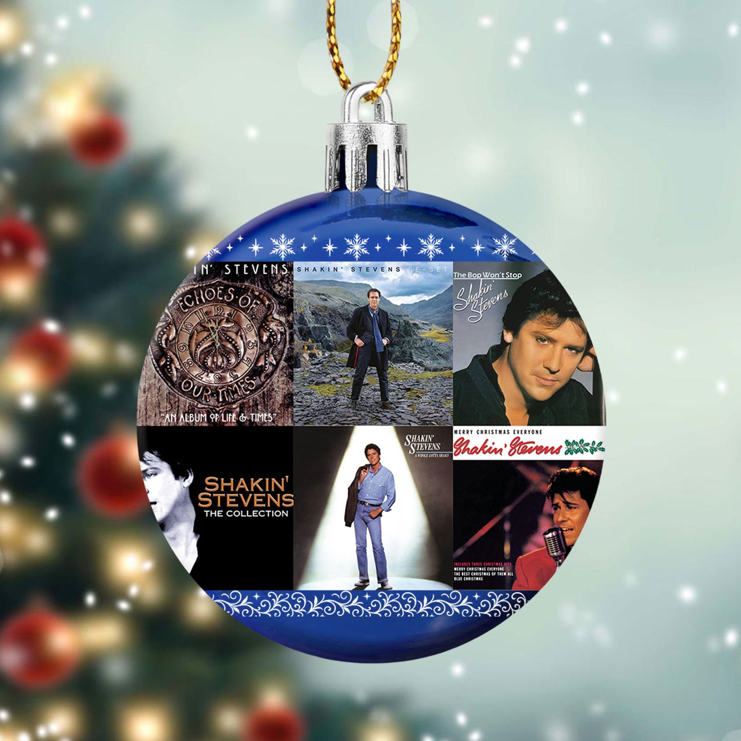Shakin’ Stevens Album Collage Ornament – Retro Rock ’n’ Roll Christmas Decoration