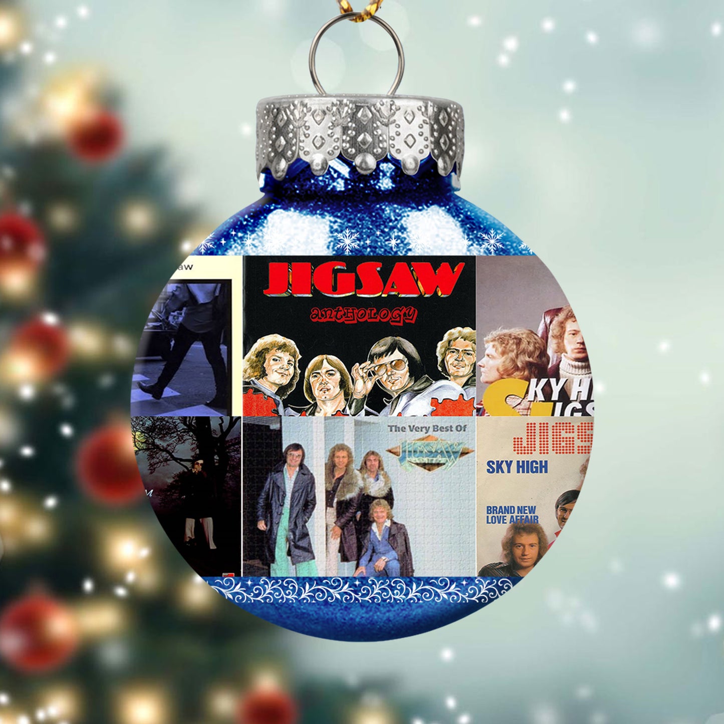 Jigsaw Album Collage Ornament – Classic Pop & Soft Rock Christmas Decoration