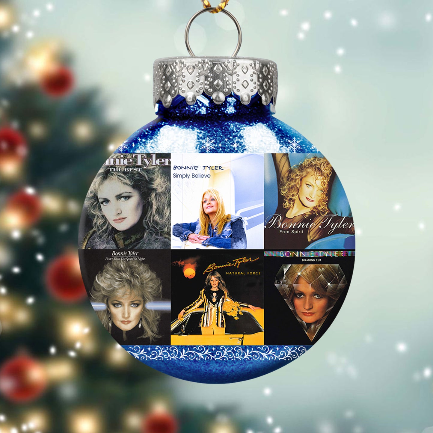Bonnie Tyler Album Collage Ornament – Retro Pop Rock Christmas Decoration