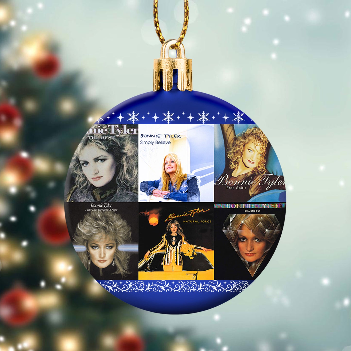 Bonnie Tyler Album Collage Ornament – Retro Pop Rock Christmas Decoration