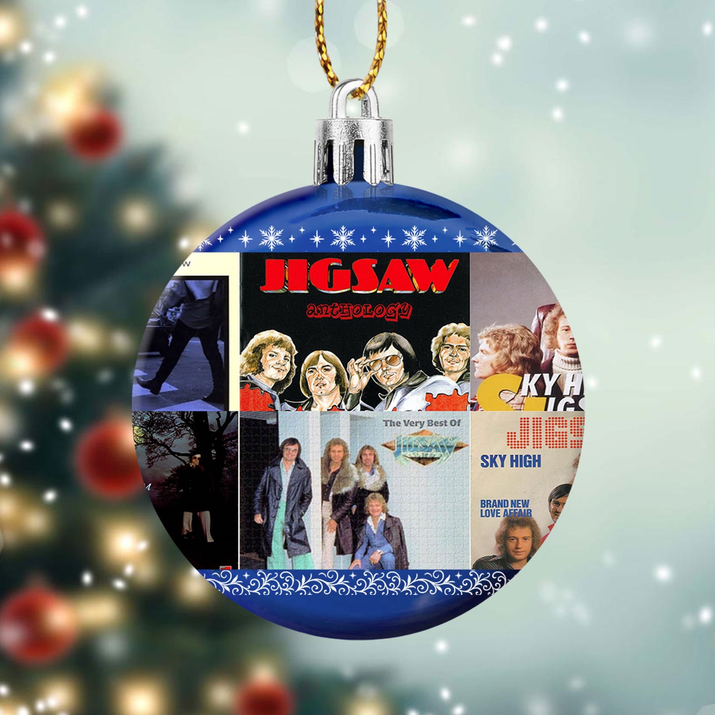 Jigsaw Album Collage Ornament – Classic Pop & Soft Rock Christmas Decoration