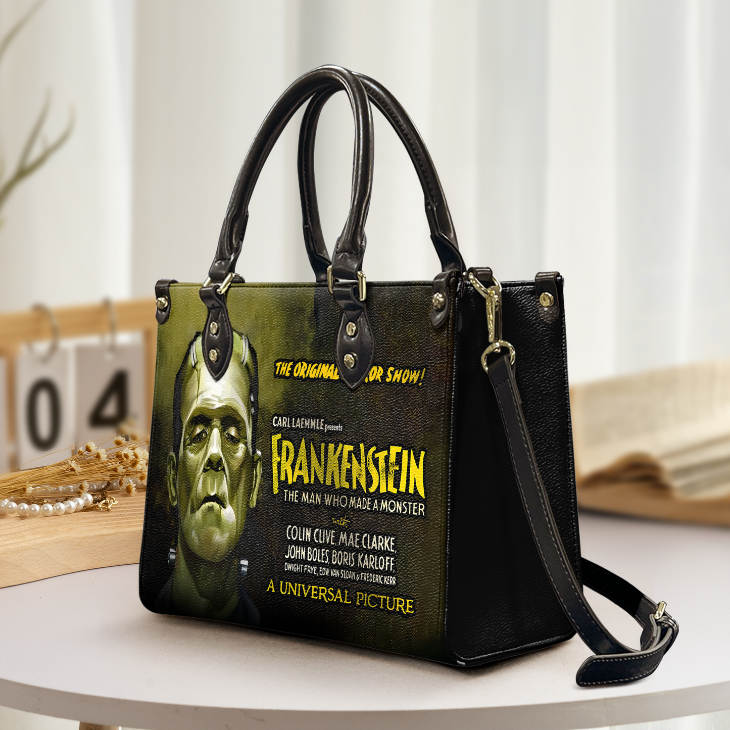 Vintage Frankenstein Horror Leather Handbag & Wallet Set