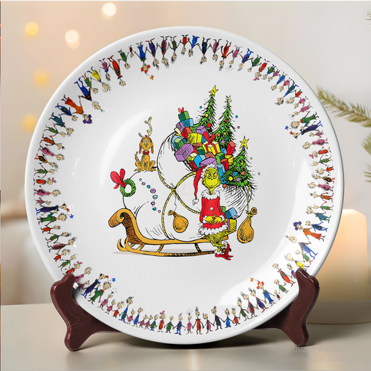 The Grinch Christmas Ceramic Plate – Festive Holiday Dinnerware for Whoville Fans