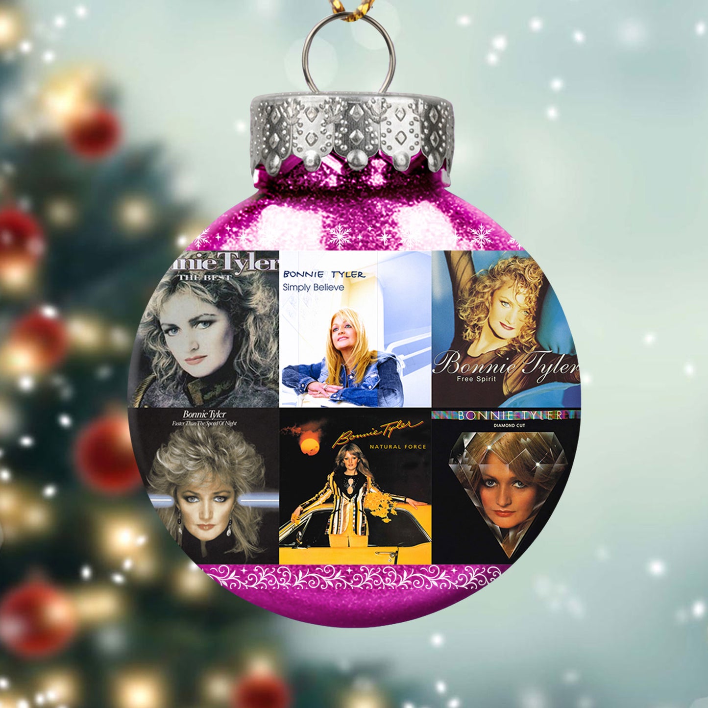 Bonnie Tyler Album Collage Ornament – Retro Pop Rock Christmas Decoration