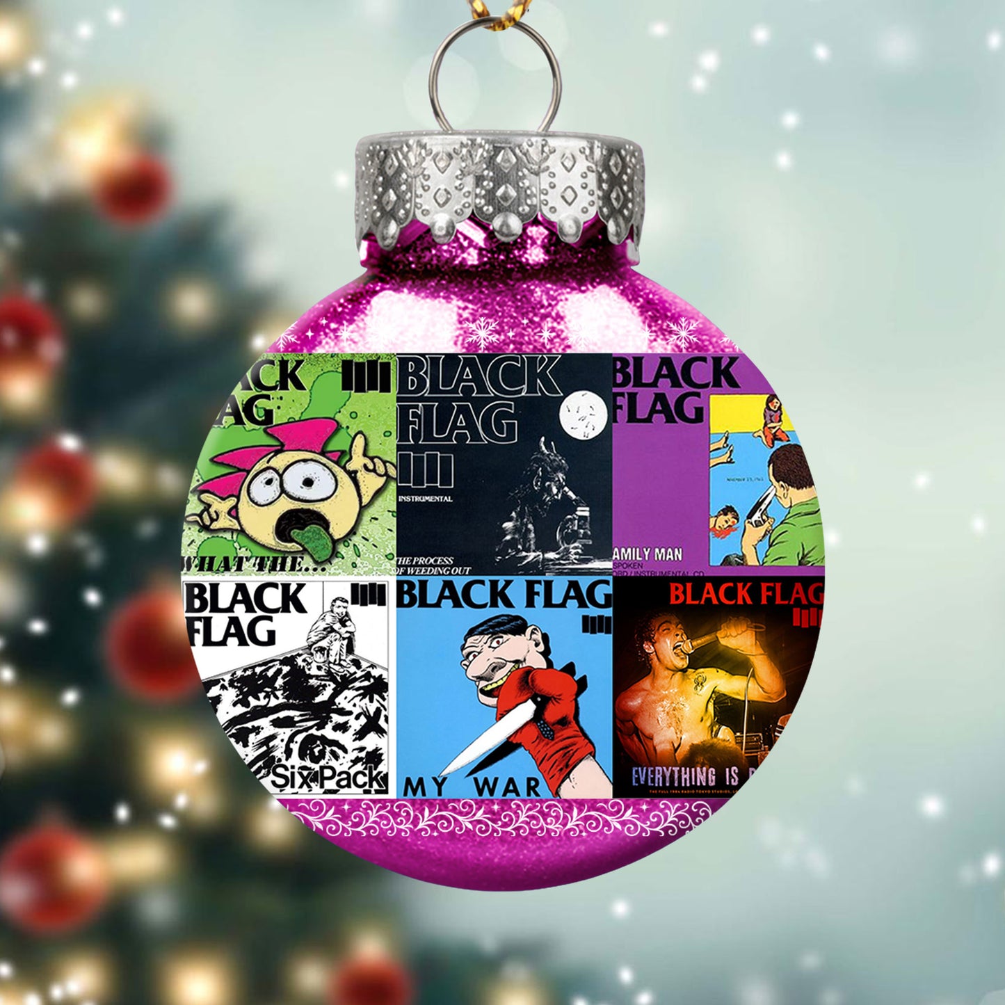 Black Flag Album Collage Ornament – Punk Rock Christmas Decoration