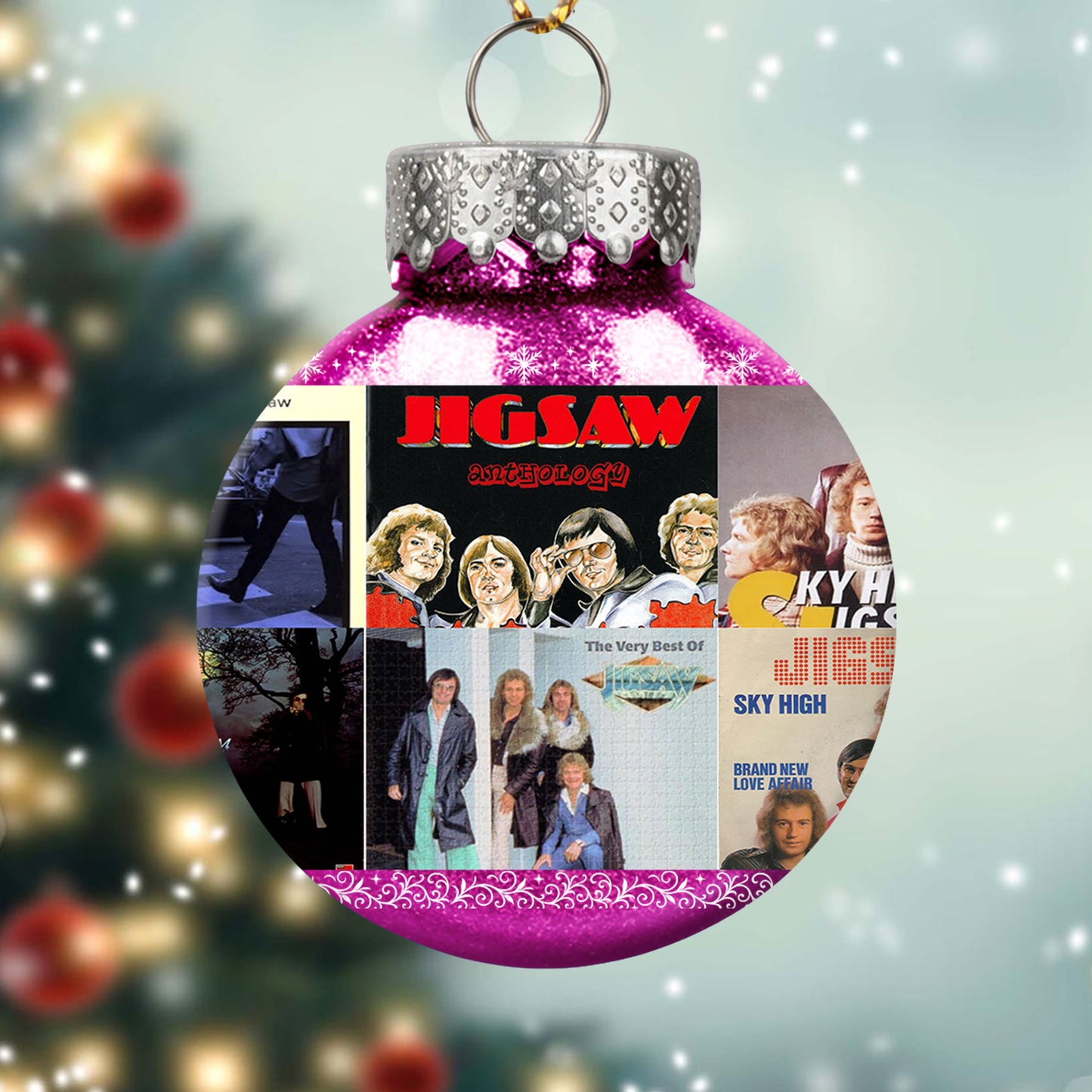 Jigsaw Album Collage Ornament – Classic Pop & Soft Rock Christmas Decoration