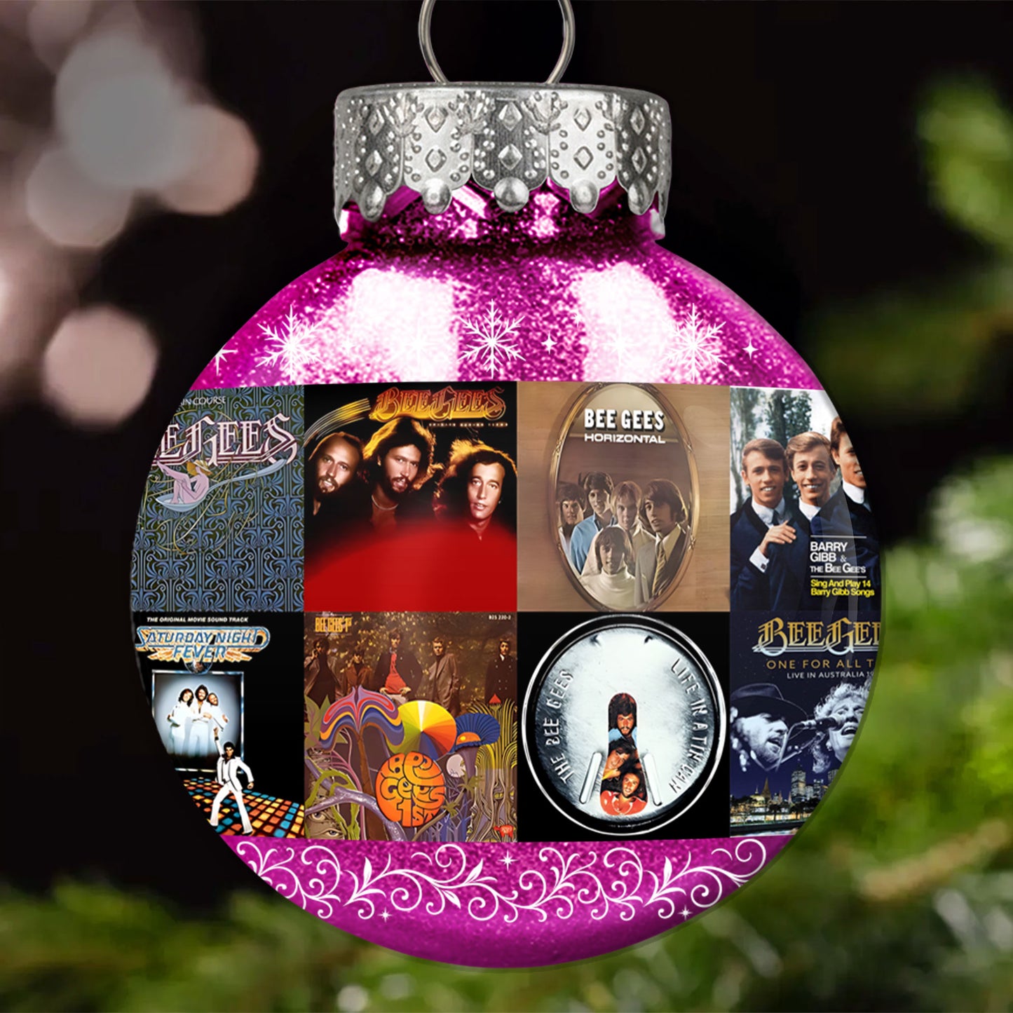 Bee Gees Ball Ornament – Glitter Blue Tribute to Disco Legends