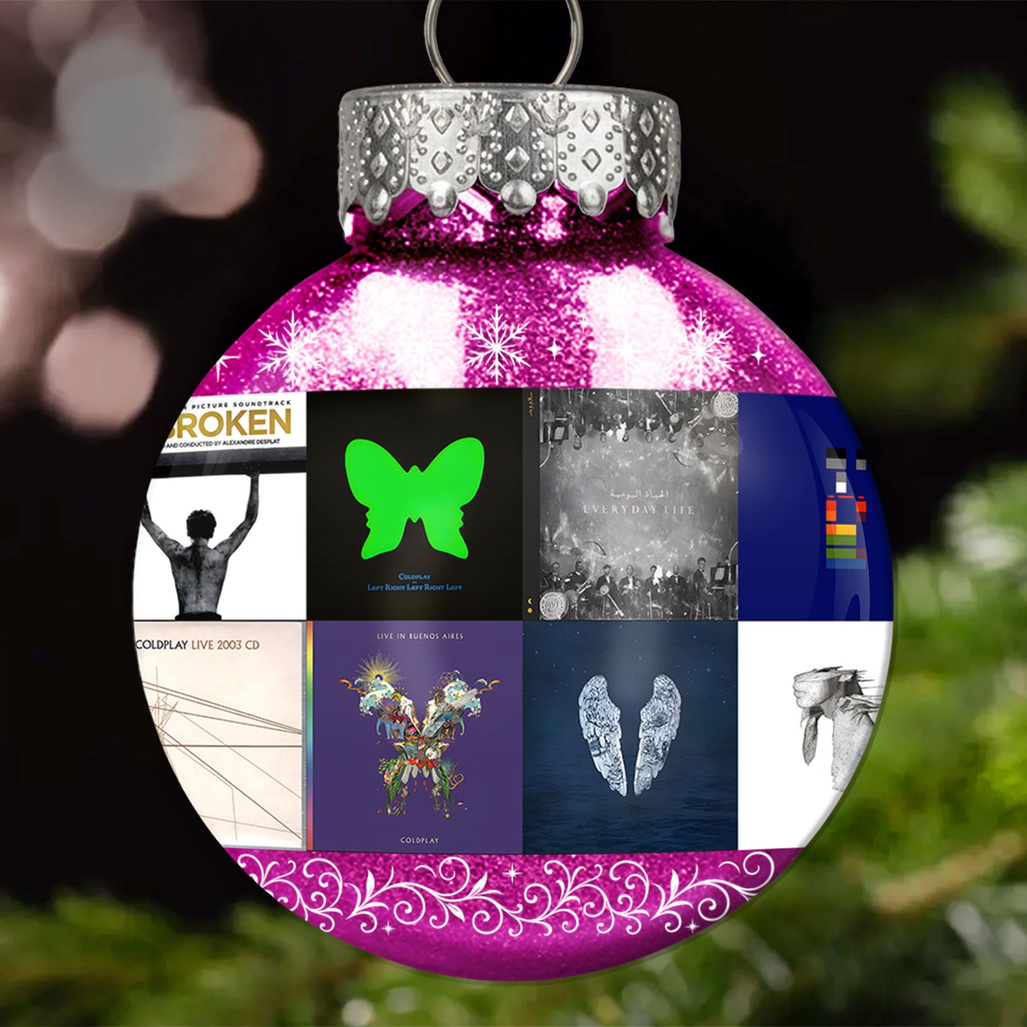 Coldplay Ball Ornament – Glitter Gold Celebration of Timeless Sound