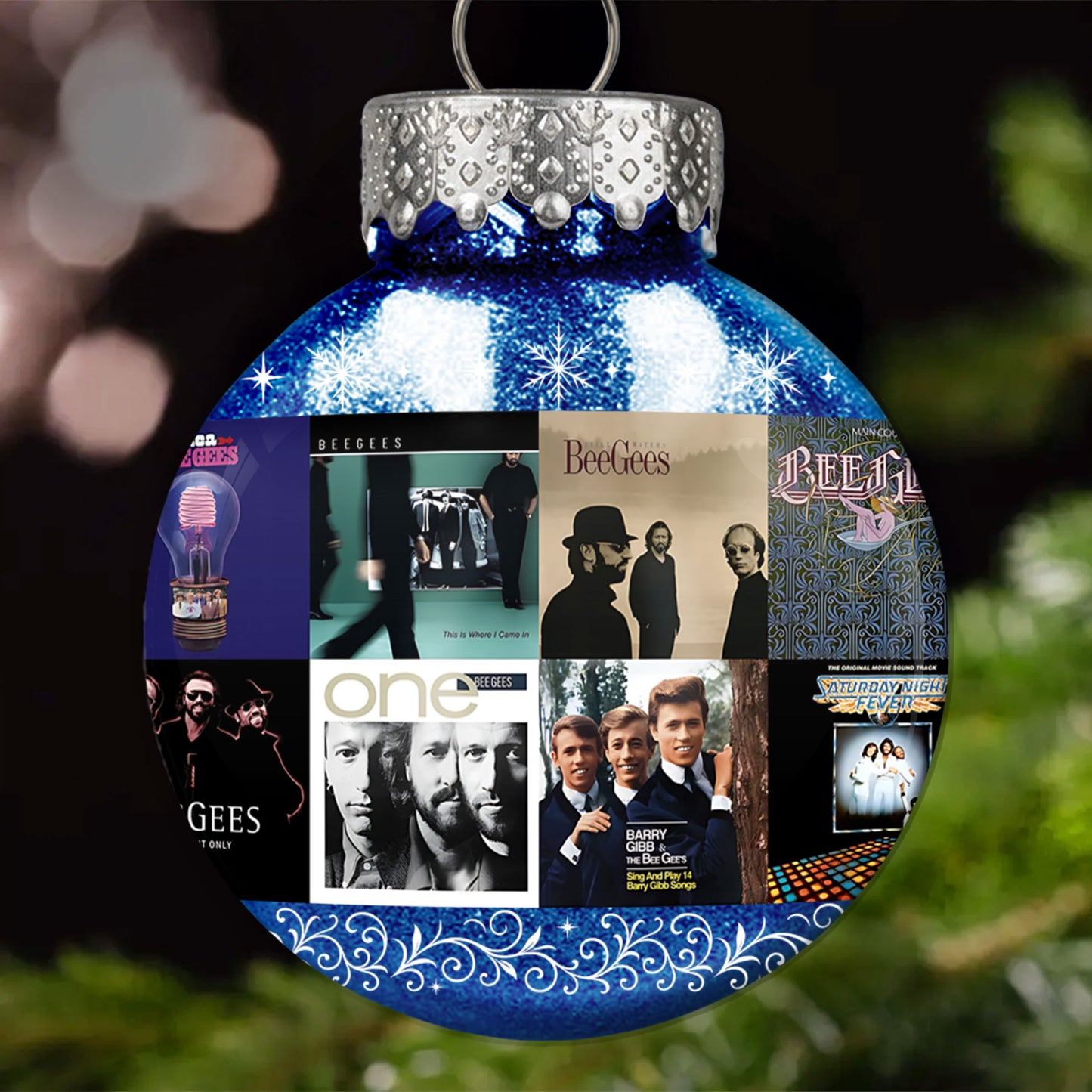Bee Gees Ball Ornament – Glitter Blue Tribute to Disco Legends