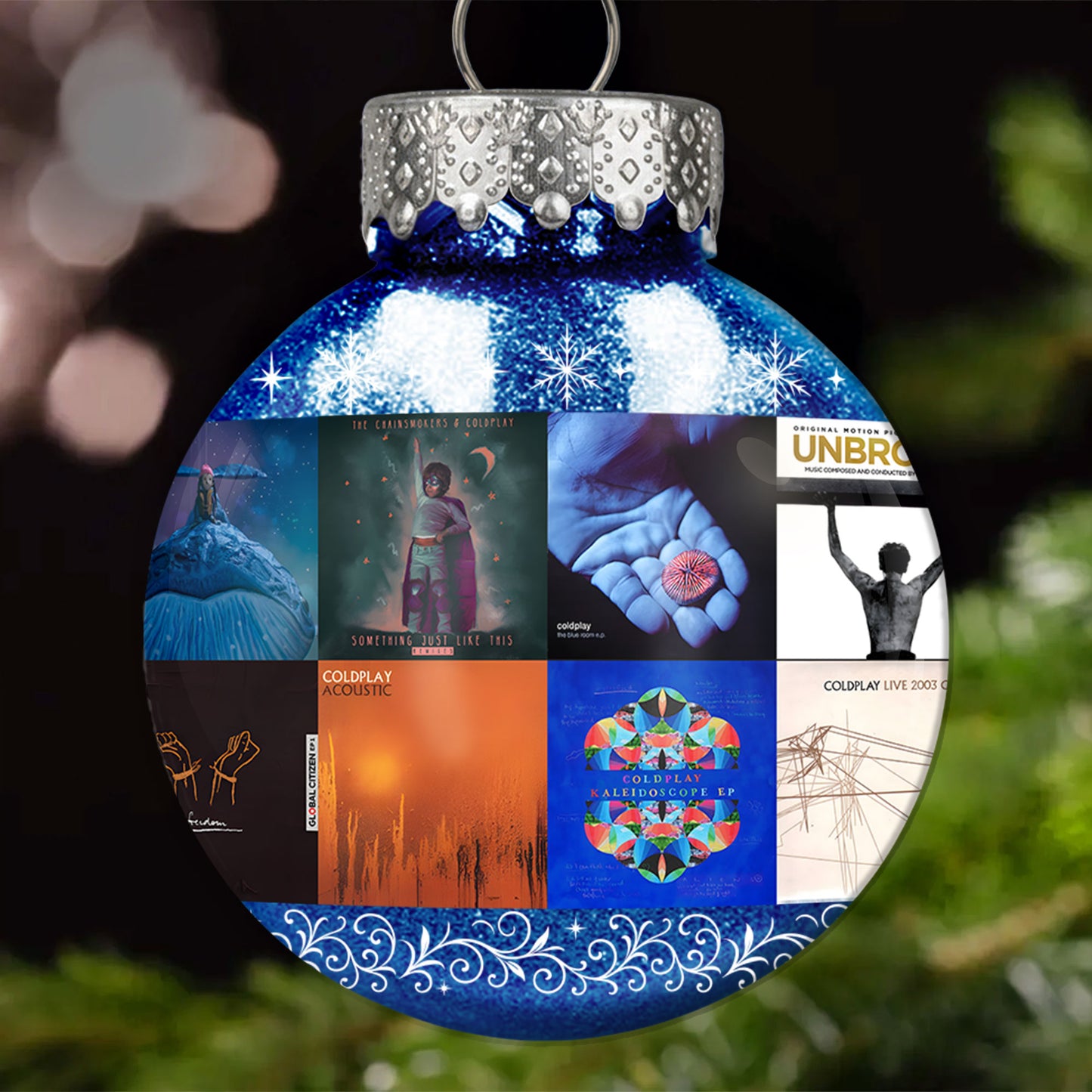 Coldplay Ball Ornament – Glitter Gold Celebration of Timeless Sound