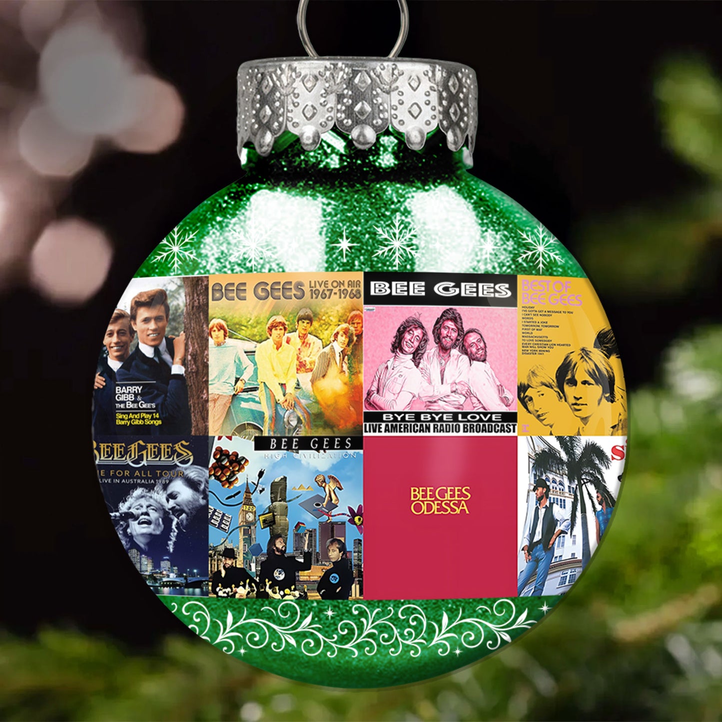 Bee Gees Ball Ornament – Glitter Blue Tribute to Disco Legends