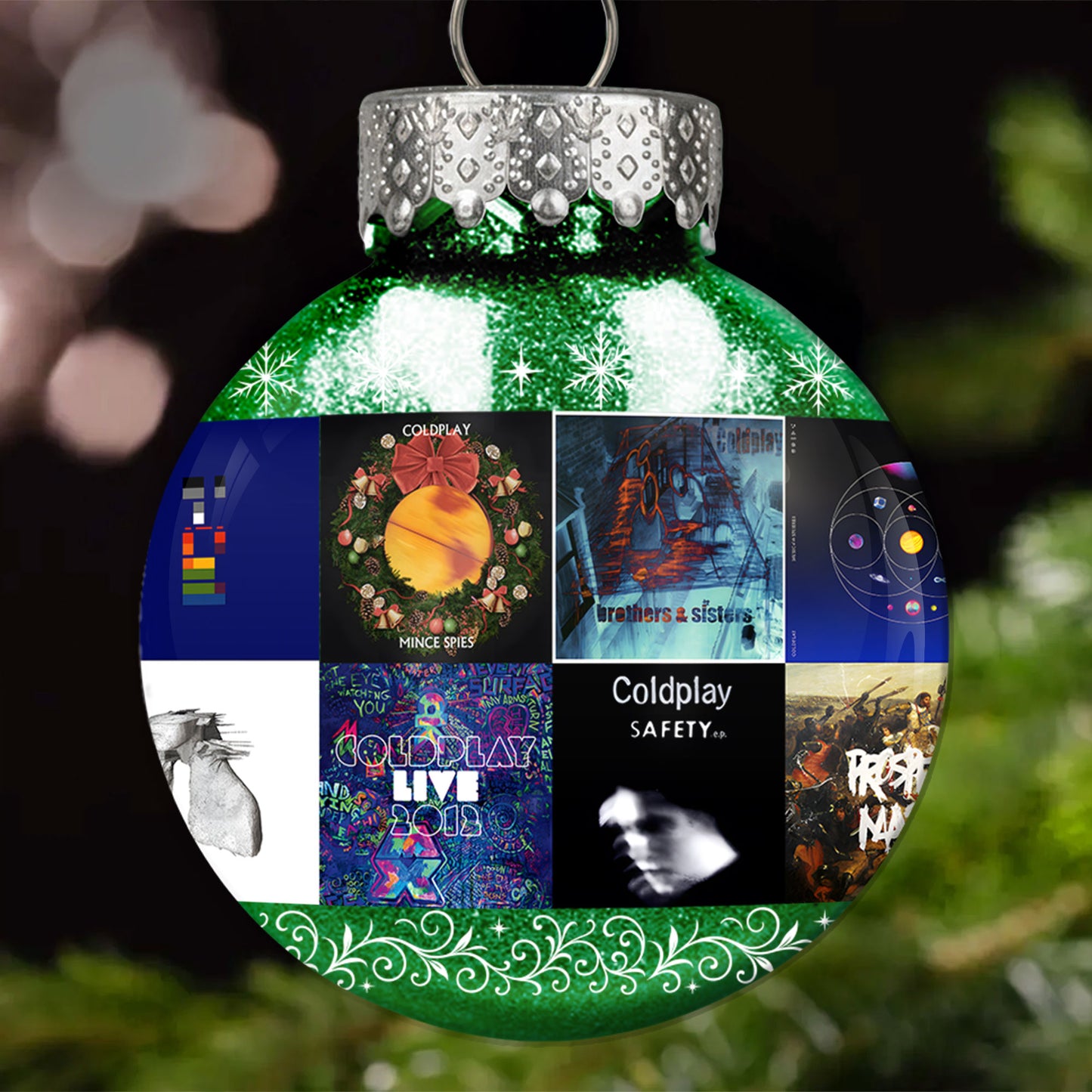 Coldplay Ball Ornament – Glitter Gold Celebration of Timeless Sound