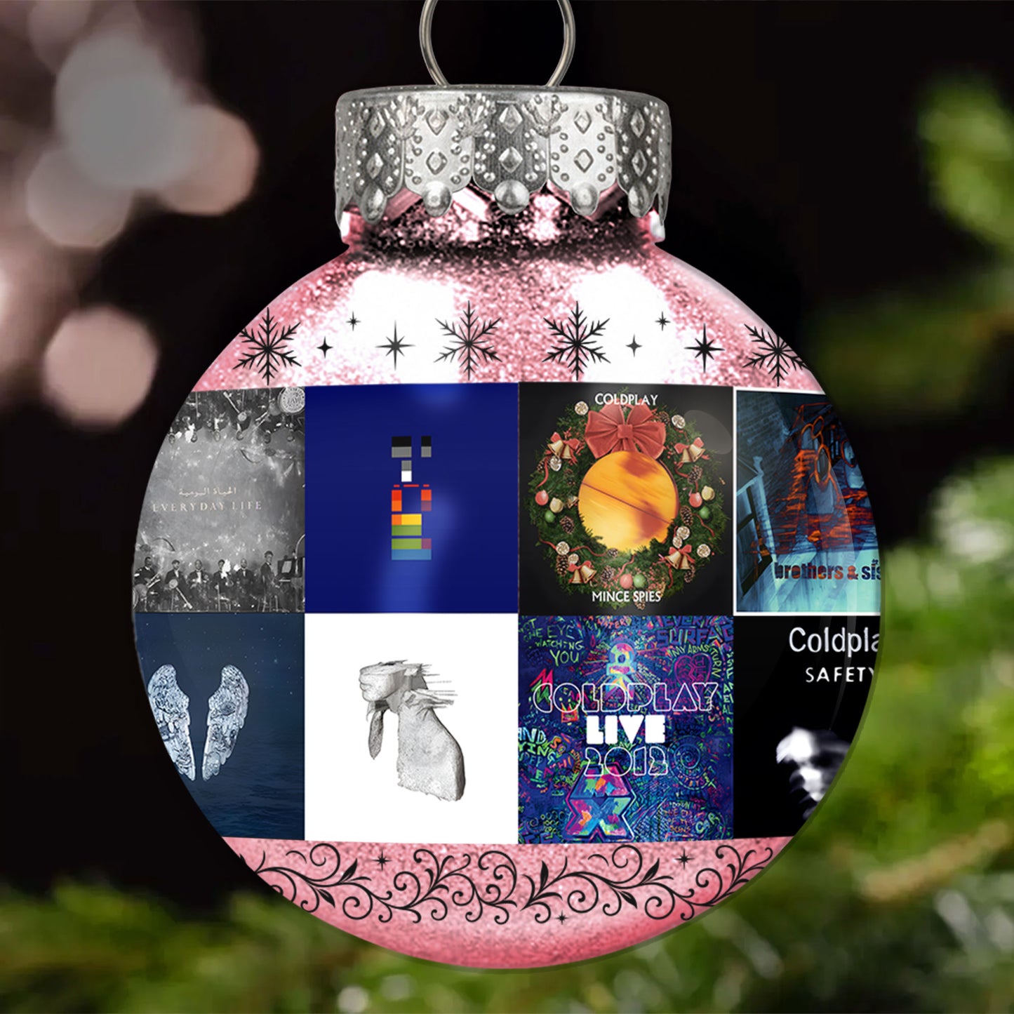 Coldplay Ball Ornament – Glitter Gold Celebration of Timeless Sound