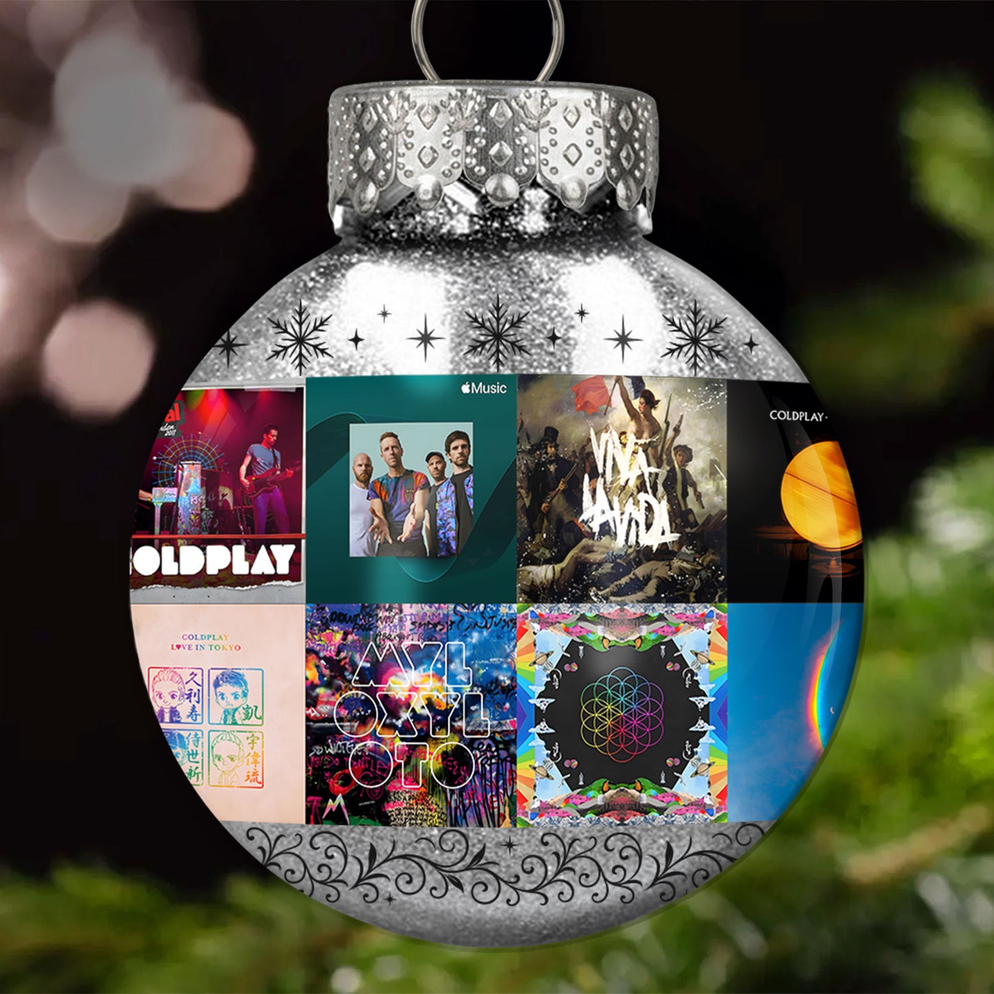 Coldplay Ball Ornament – Glitter Gold Celebration of Timeless Sound