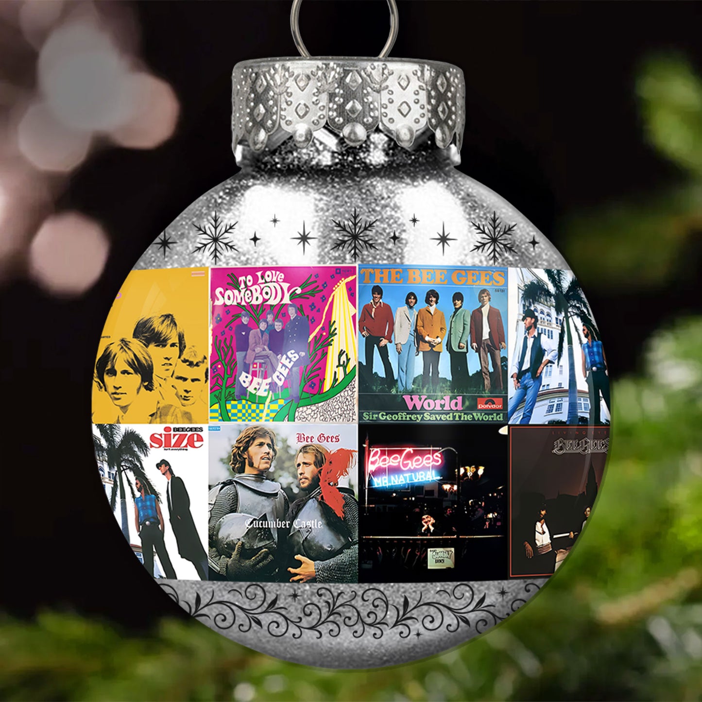 Bee Gees Ball Ornament – Glitter Blue Tribute to Disco Legends