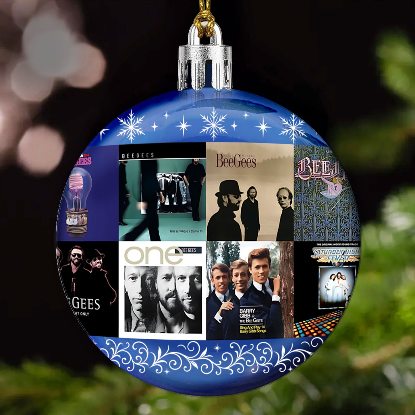 Bee Gees Ball Ornament – Glitter Blue Tribute to Disco Legends