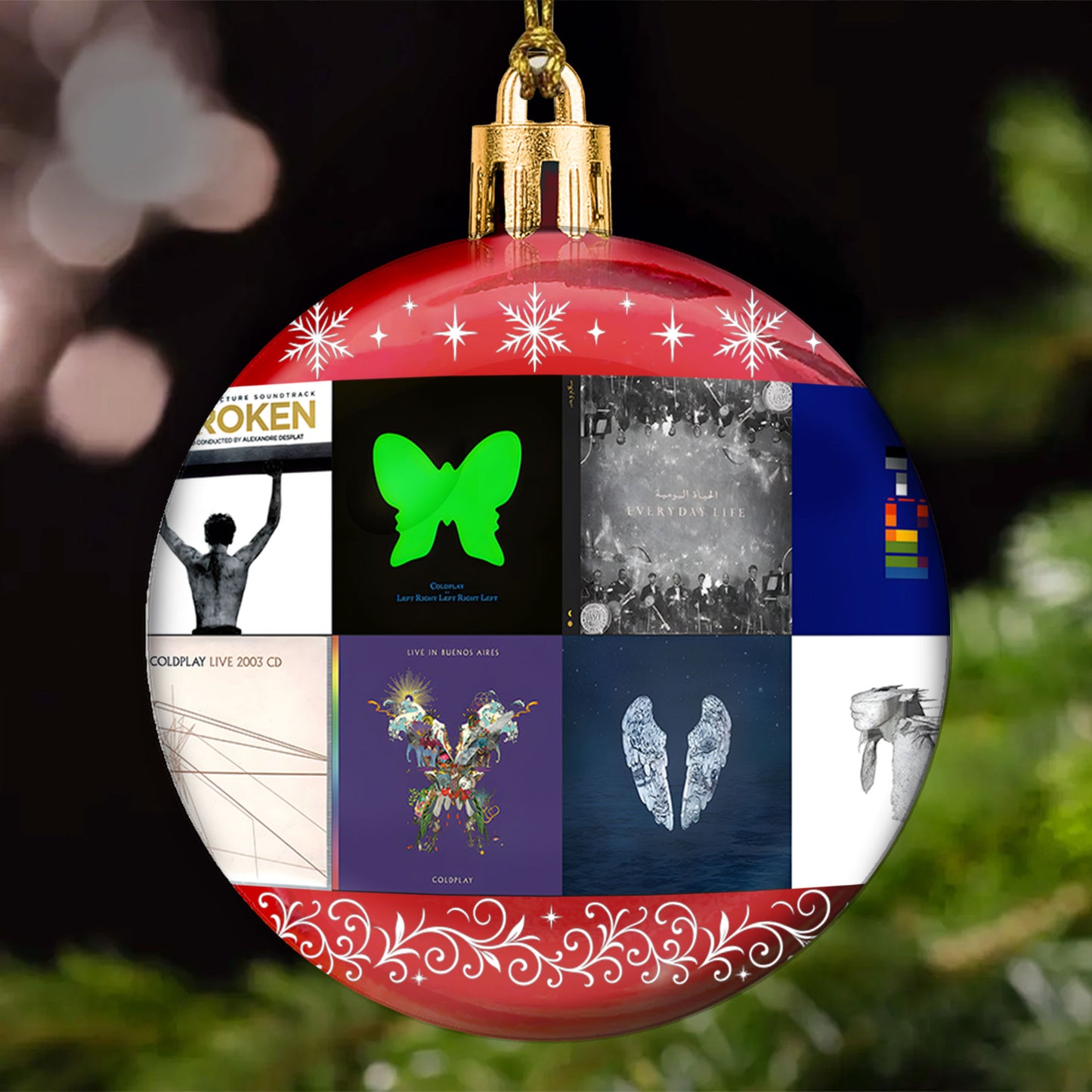 Coldplay Ball Ornament – Glitter Gold Celebration of Timeless Sound