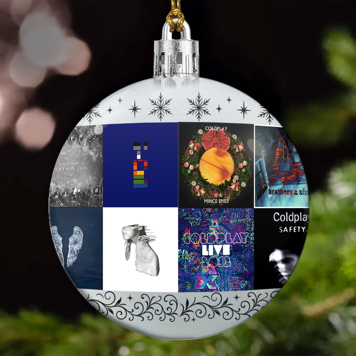 Coldplay Ball Ornament – Glitter Gold Celebration of Timeless Sound