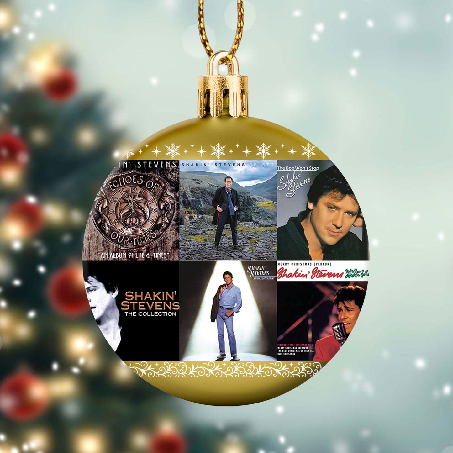 Shakin’ Stevens Album Collage Ornament – Retro Rock ’n’ Roll Christmas Decoration