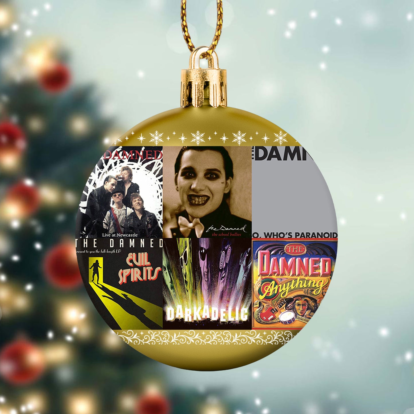 The Damned Album Collage Ornament – Punk Rock Christmas Decoration