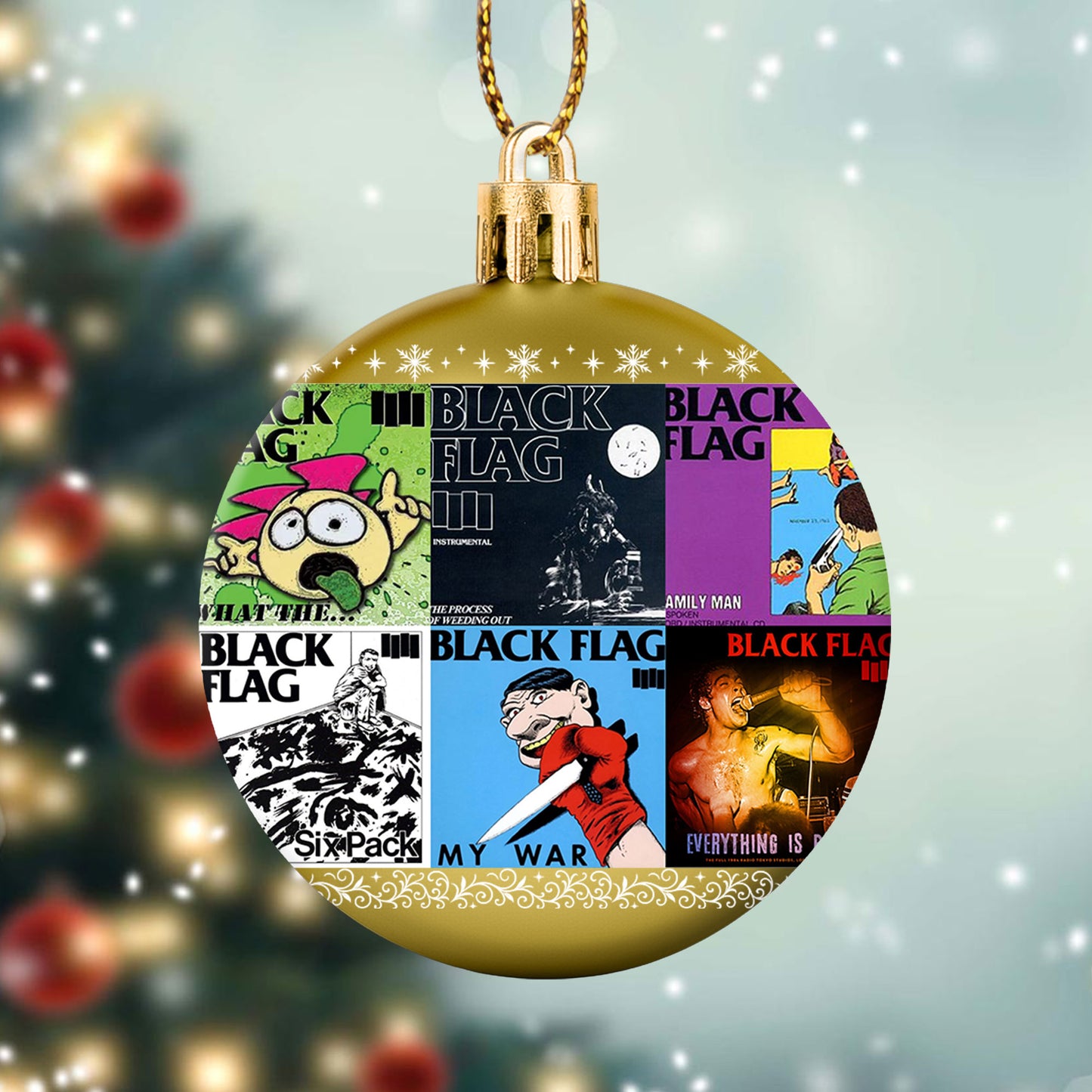 Black Flag Album Collage Ornament – Punk Rock Christmas Decoration