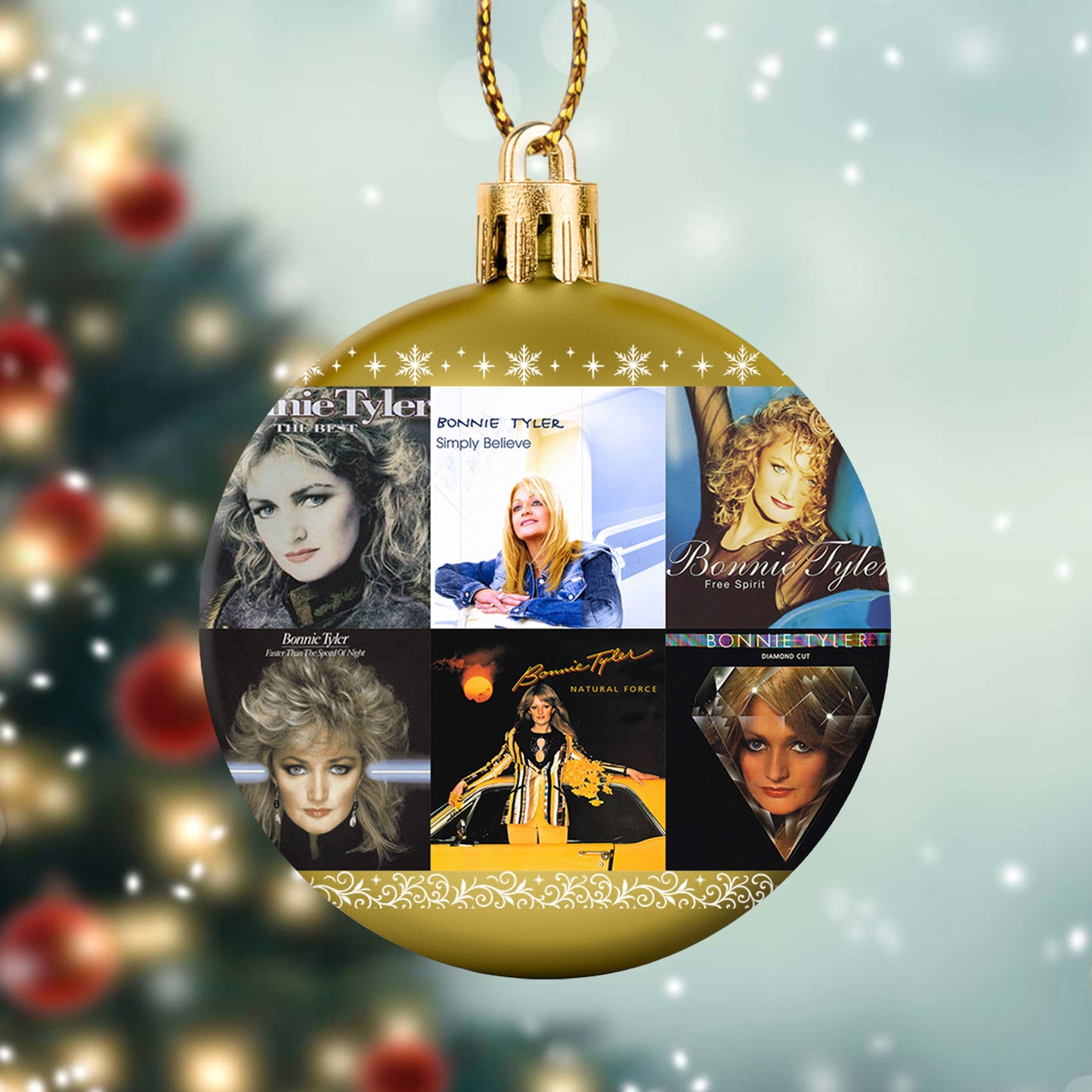 Bonnie Tyler Album Collage Ornament – Retro Pop Rock Christmas Decoration
