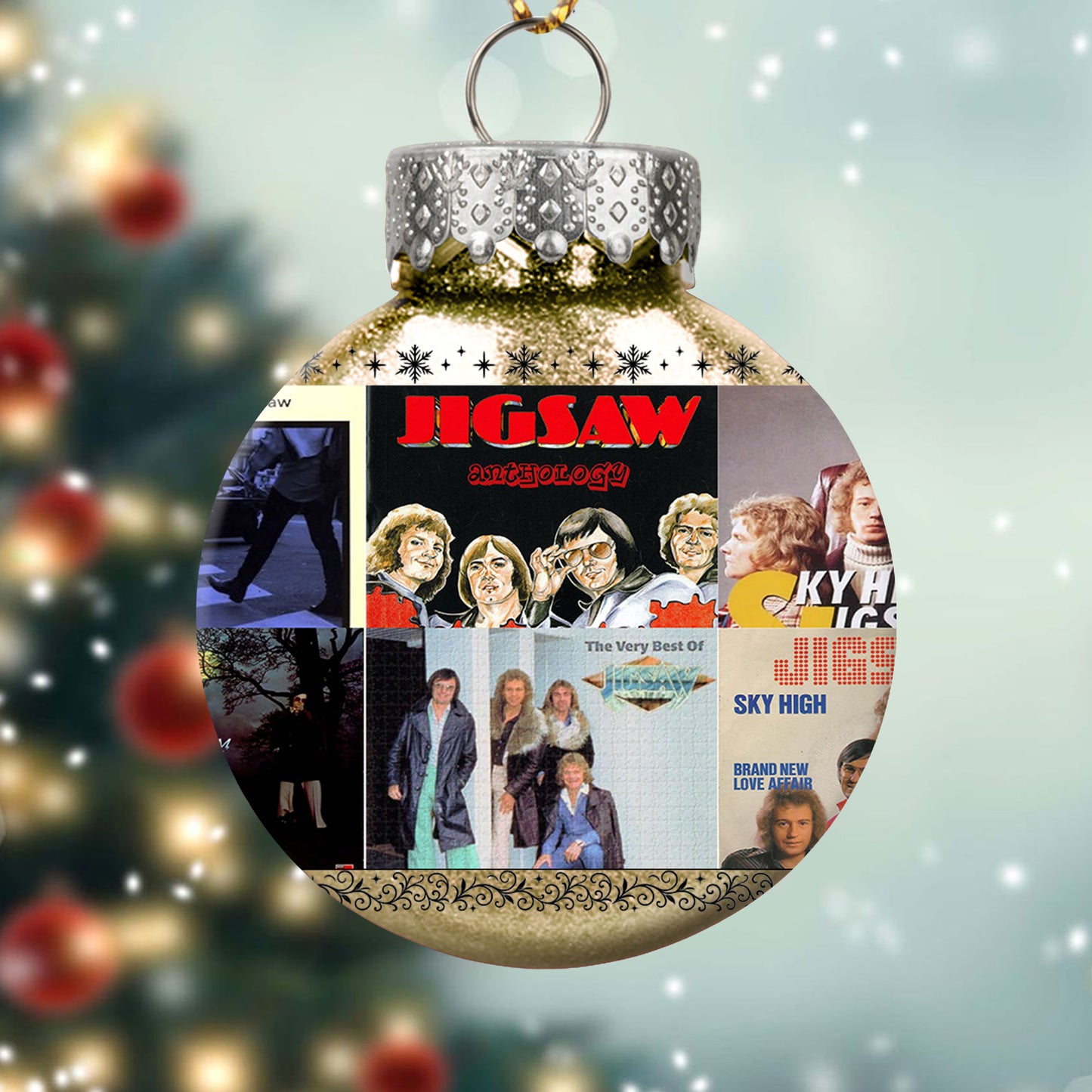 Jigsaw Album Collage Ornament – Classic Pop & Soft Rock Christmas Decoration