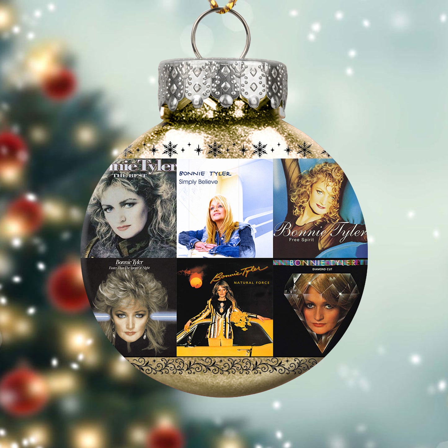 Bonnie Tyler Album Collage Ornament – Retro Pop Rock Christmas Decoration