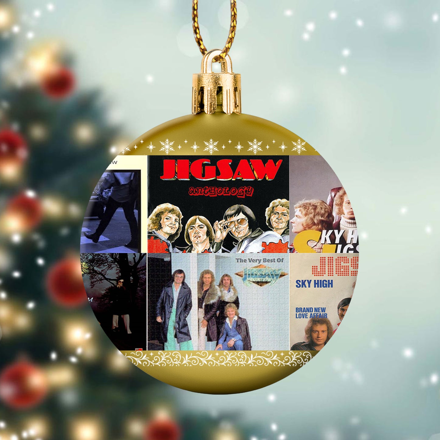 Jigsaw Album Collage Ornament – Classic Pop & Soft Rock Christmas Decoration