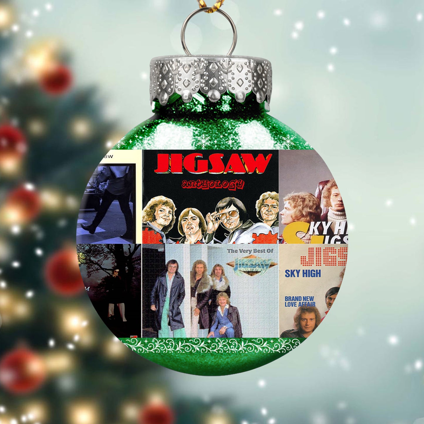 Jigsaw Album Collage Ornament – Classic Pop & Soft Rock Christmas Decoration