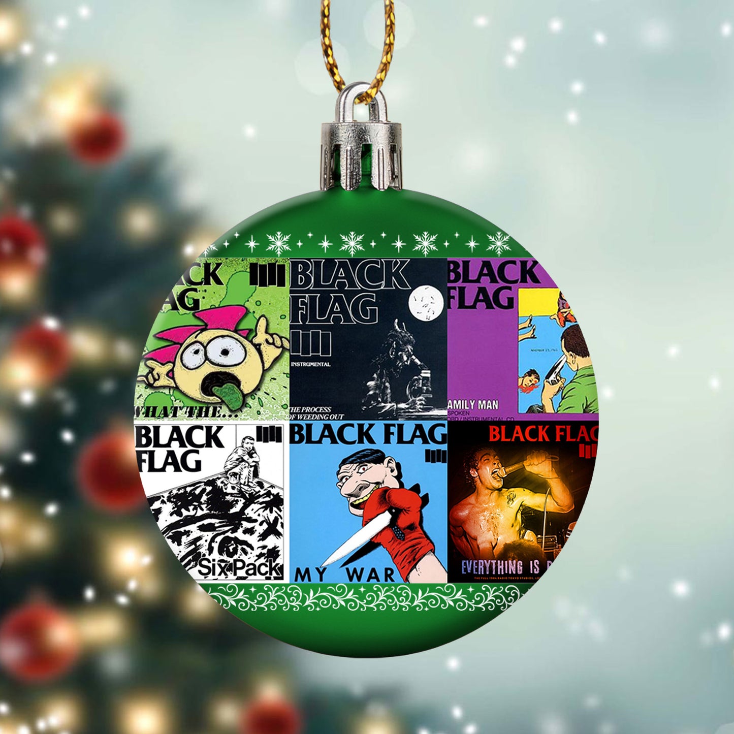 Black Flag Album Collage Ornament – Punk Rock Christmas Decoration