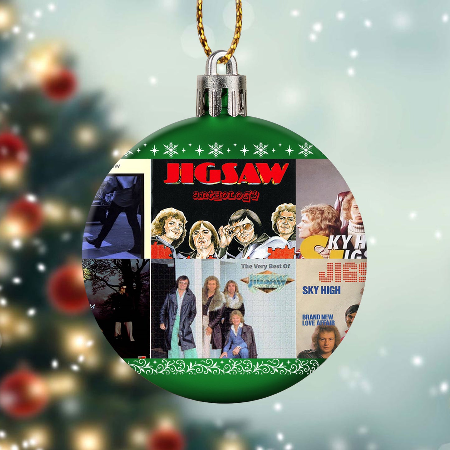Jigsaw Album Collage Ornament – Classic Pop & Soft Rock Christmas Decoration