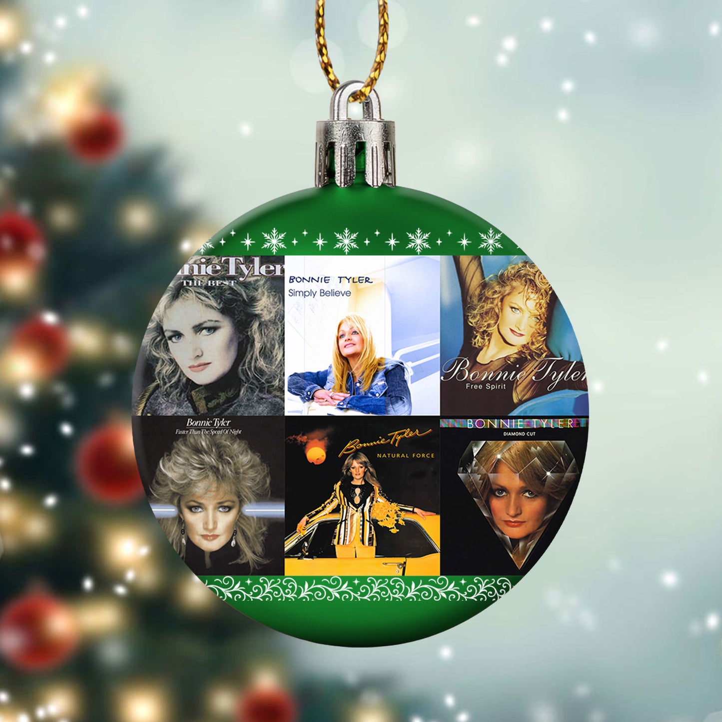Bonnie Tyler Album Collage Ornament – Retro Pop Rock Christmas Decoration