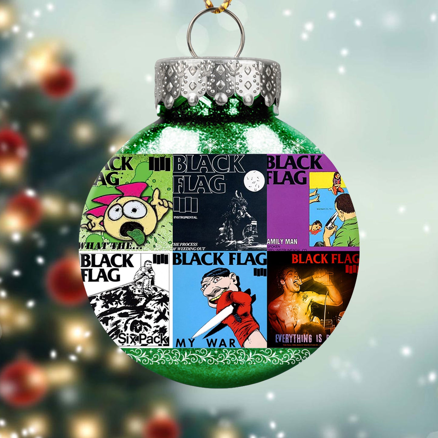 Black Flag Album Collage Ornament – Punk Rock Christmas Decoration