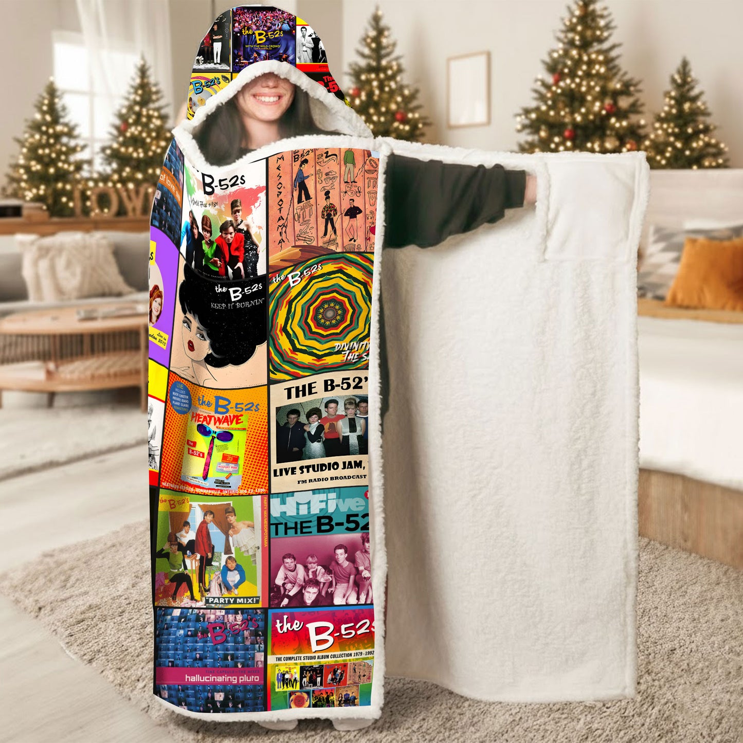 The B-52’s Wearable Hooded Blanket – A Cozy Wrap of Colorful New Wave Fun