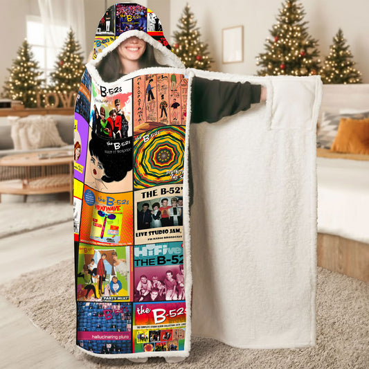 The B-52’s Wearable Hooded Blanket – A Cozy Wrap of Colorful New Wave Fun