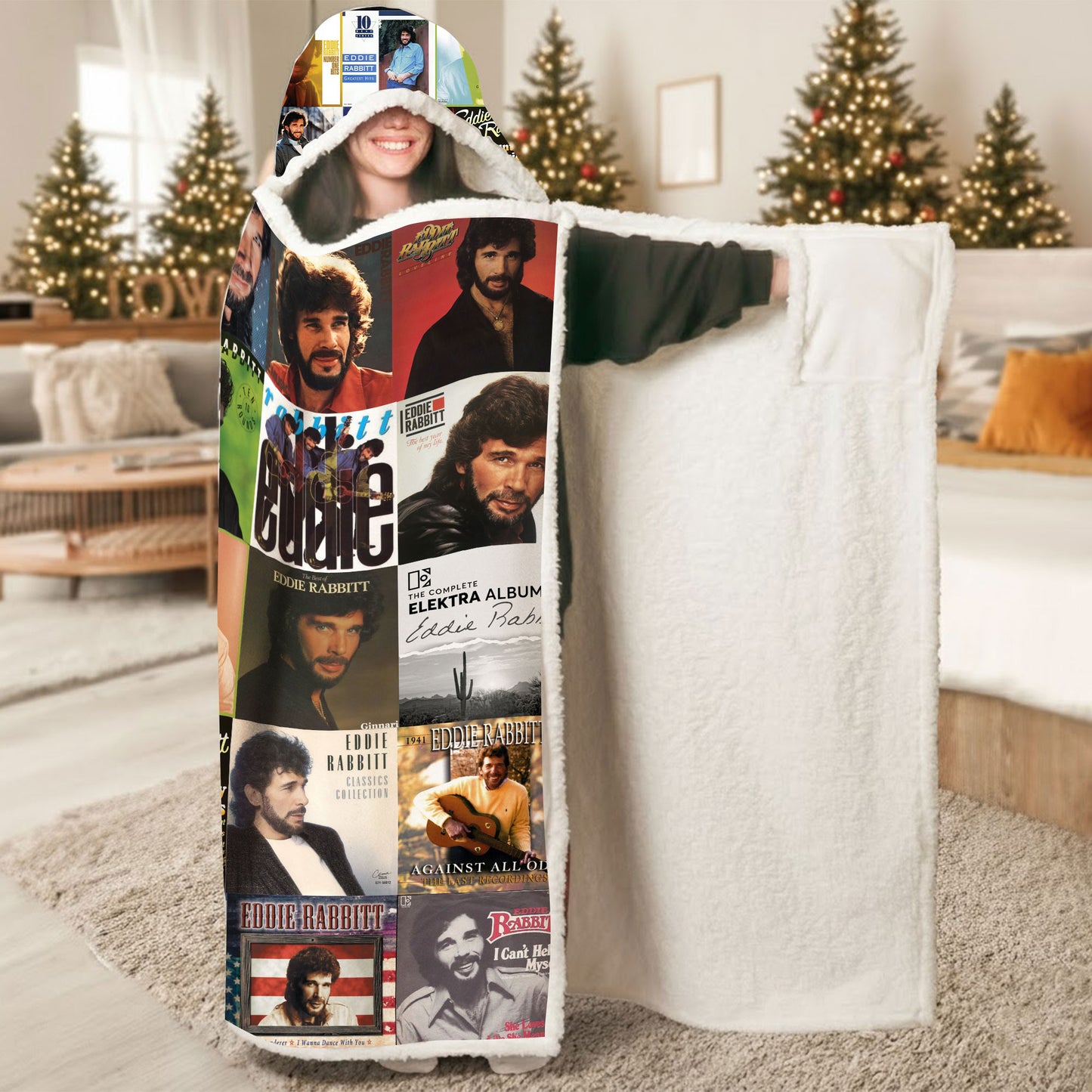 Eddie Rabbitt Wearable Hooded Blanket – Country Classic Album Cover Quilt
