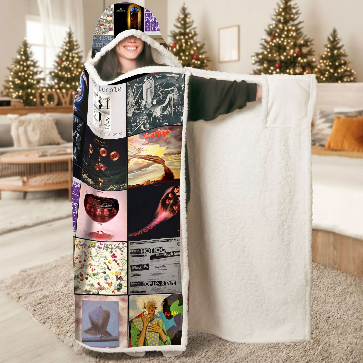 Deep Purple Wearable Hooded Blanket – A Warm Wrap of Timeless Hard-Rock Energy