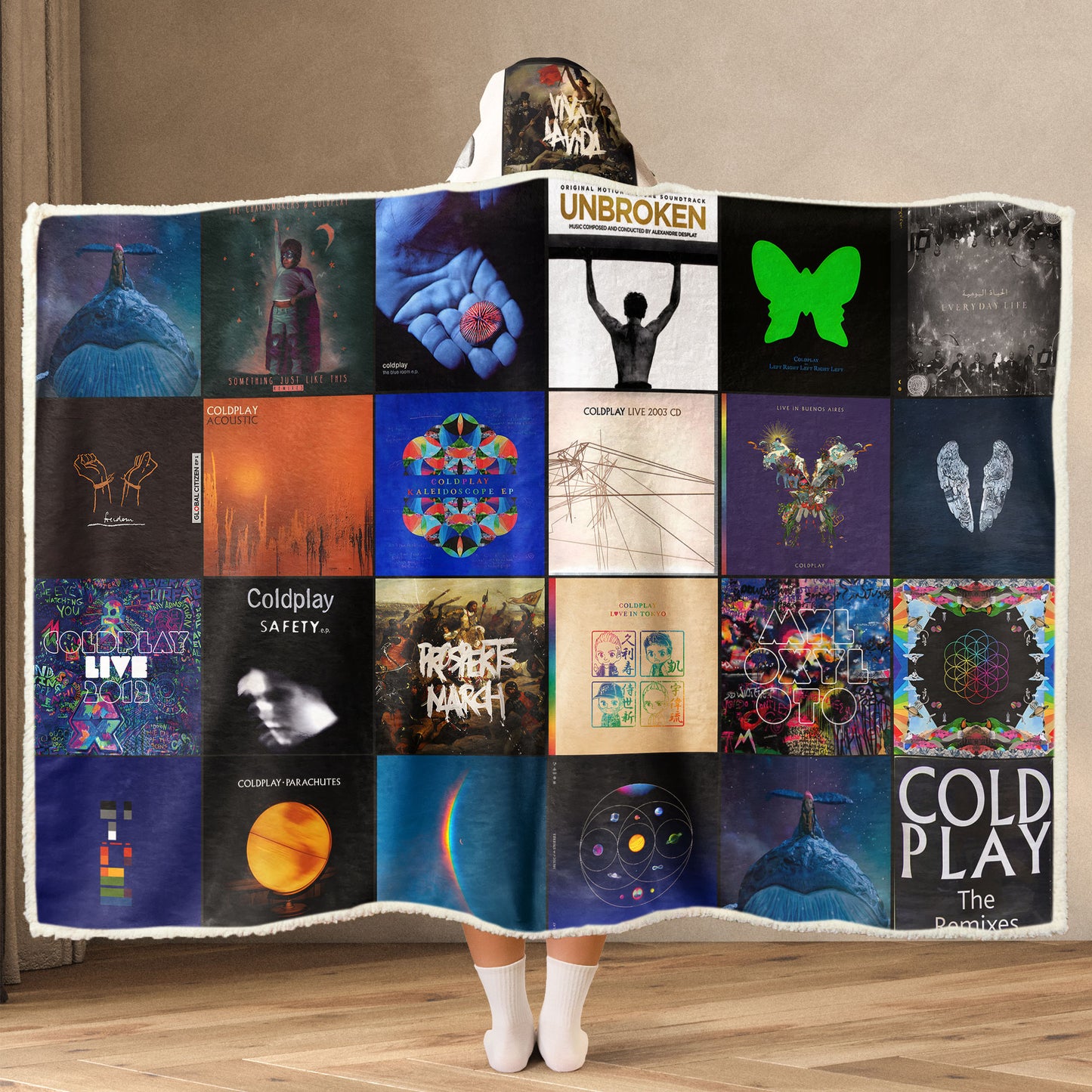 Coldplay Wearable Hooded Blanket – A Cozy Burst of Color, Emotion & Modern Nostalgia