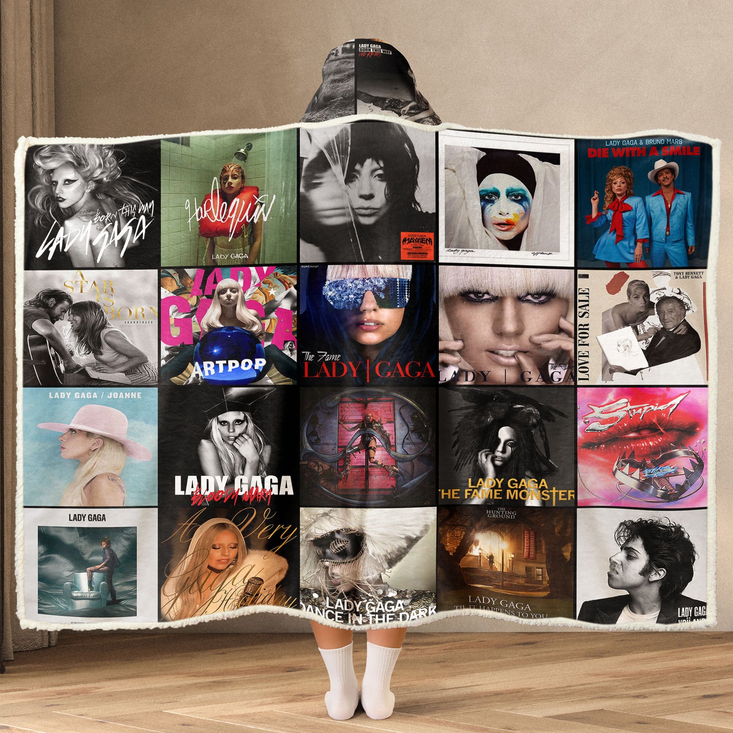Lady Gaga Wearable Hooded Blanket – A Cozy Wrap of Pop Brilliance & Iconic Artistry
