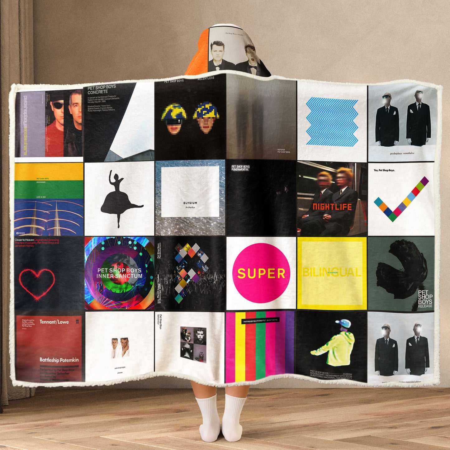 Pet Shop Boys Wearable Hooded Blanket – A Cozy Wrap of Synth-Pop Elegance & Retro Cool