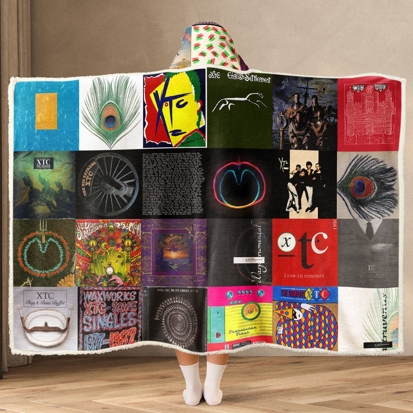 XTC Wearable Hooded Blanket – A Cozy Wrap of Art-Pop Creativity & Retro Charm