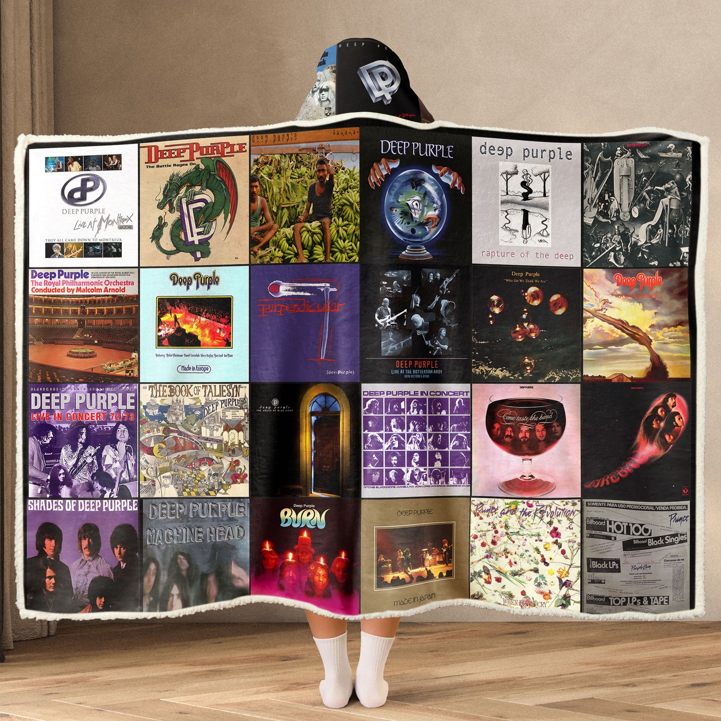Deep Purple Wearable Hooded Blanket – A Warm Wrap of Timeless Hard-Rock Energy
