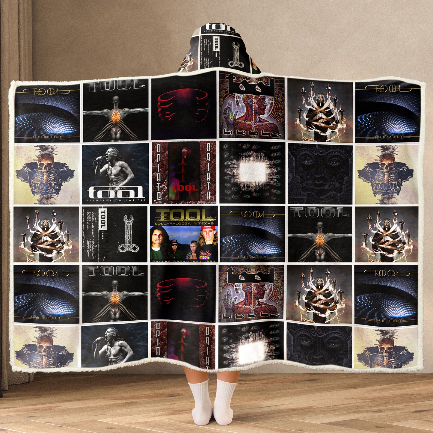 Tool Wearable Hooded Blanket – Iconic Album Cover Collage Cozy Gift