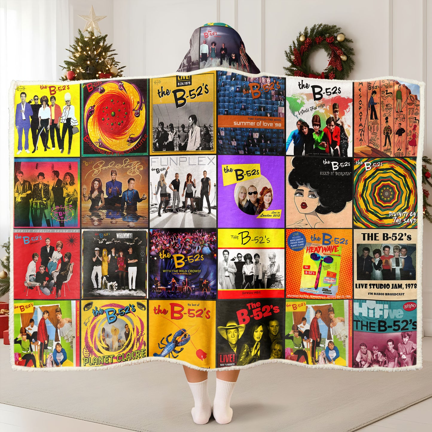 The B-52’s Wearable Hooded Blanket – A Cozy Wrap of Colorful New Wave Fun