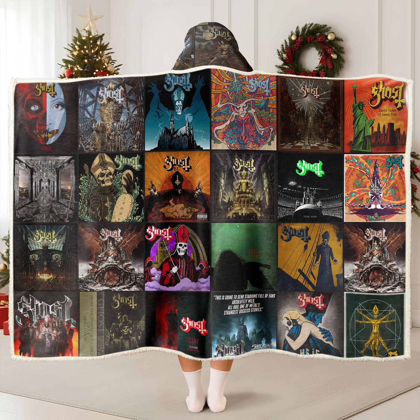 Ghost Wearable Hooded Blanket – A Cozy Wrap of Dark, Theatrical Metal Nostalgia