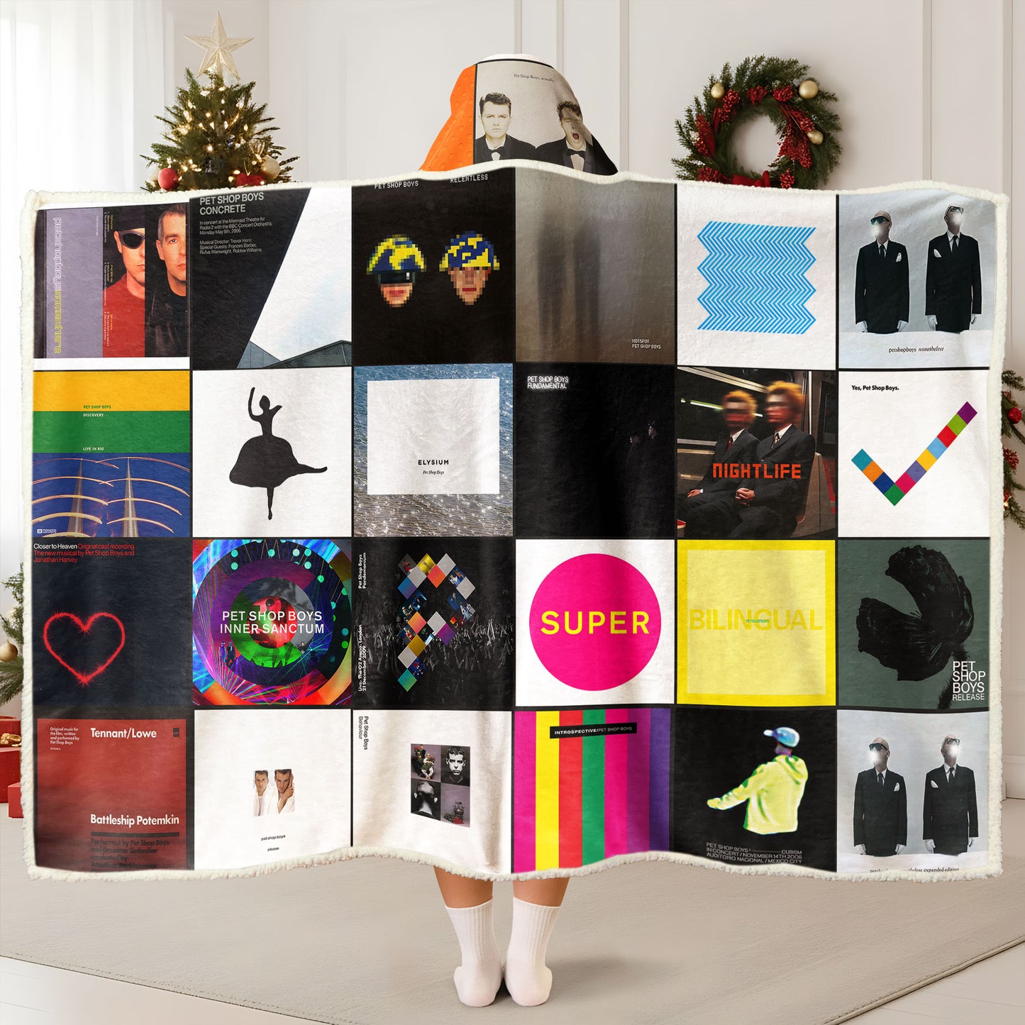 Pet Shop Boys Wearable Hooded Blanket – A Cozy Wrap of Synth-Pop Elegance & Retro Cool