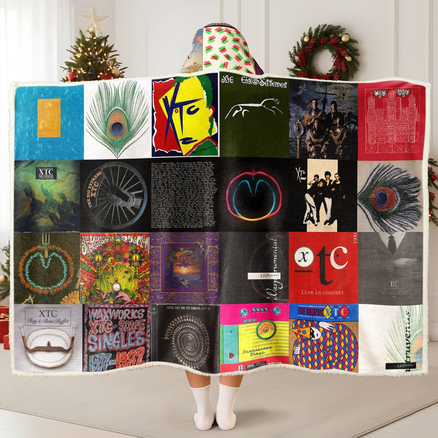 XTC Wearable Hooded Blanket – A Cozy Wrap of Art-Pop Creativity & Retro Charm