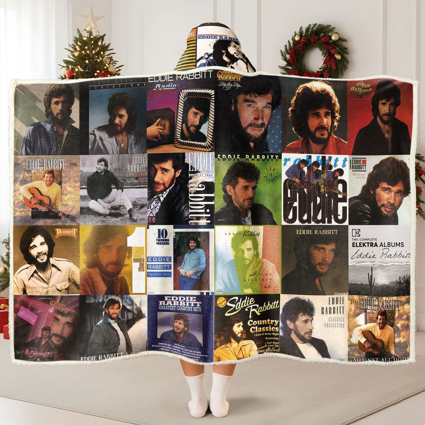 Eddie Rabbitt Wearable Hooded Blanket – Country Classic Album Cover Quilt